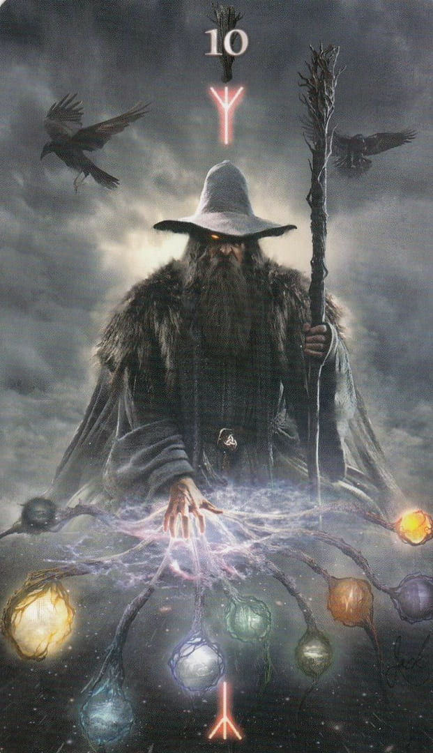 Десятка жезлов — Руническое Таро