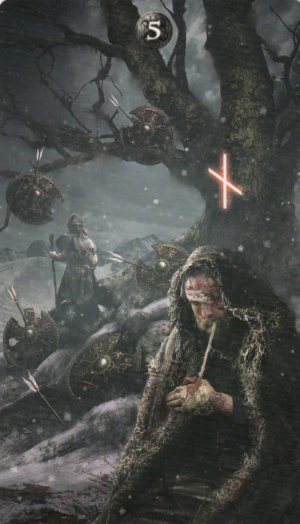 Пятёрка пентаклей — Руническое Таро