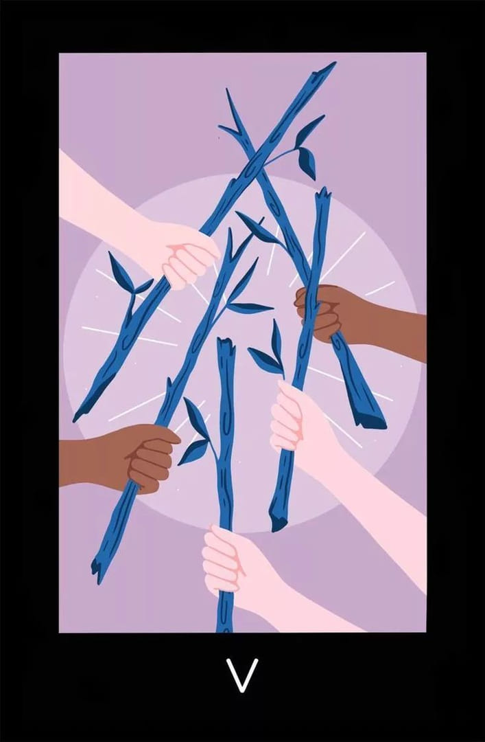 Пятёрка жезлов — Sabotage Tarot