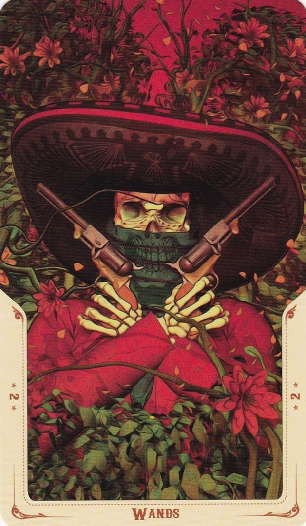 Двойка жезлов — Таро Святой Смерти (Santa Muerte)