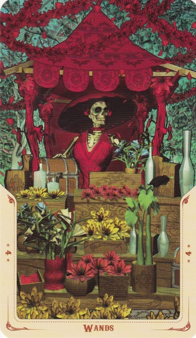 Четверка жезлов — Таро Святой Смерти (Santa Muerte)