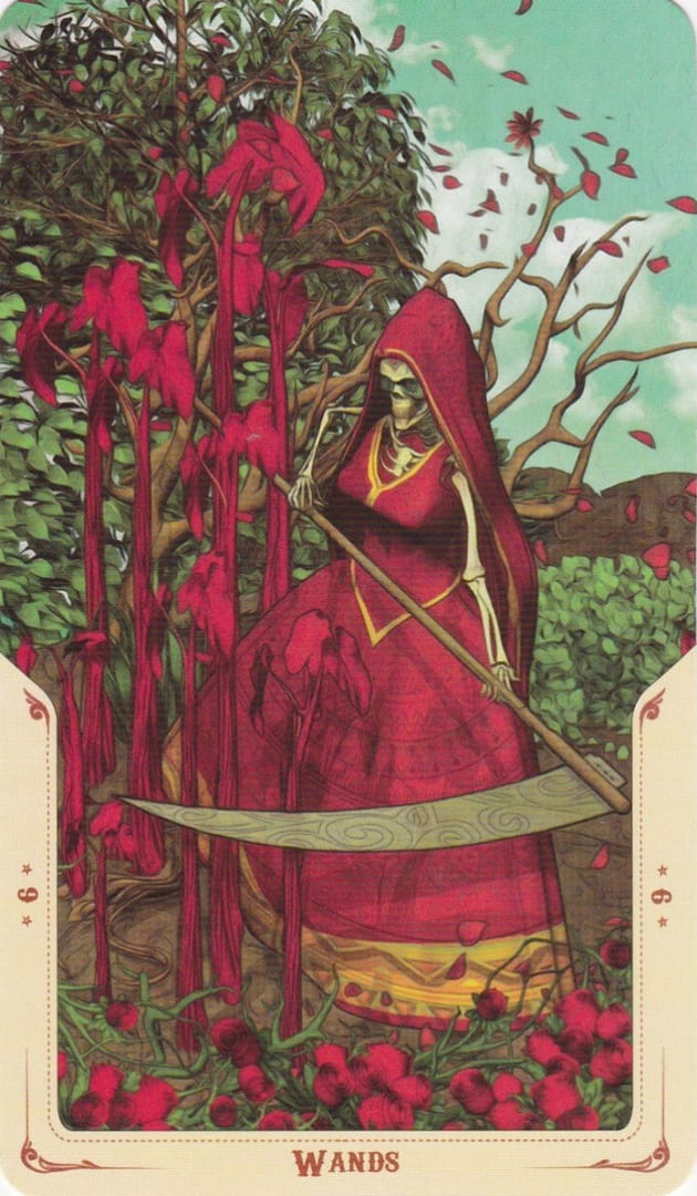 Девятка жезлов — Таро Святой Смерти (Santa Muerte)