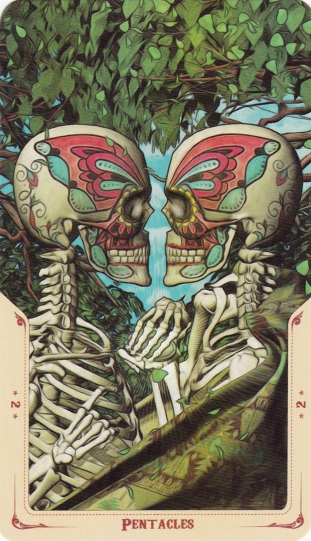 Двойка пентаклей — Таро Святой Смерти (Santa Muerte)