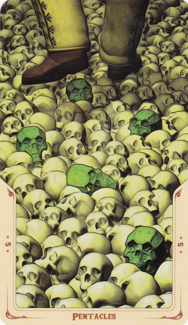 Пятёрка пентаклей — Таро Святой Смерти