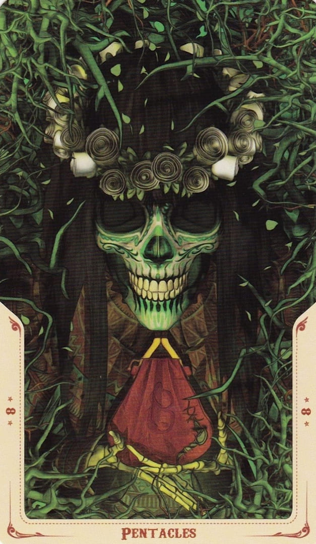 Восьмёрка пентаклей — Таро Святой Смерти (Santa Muerte)