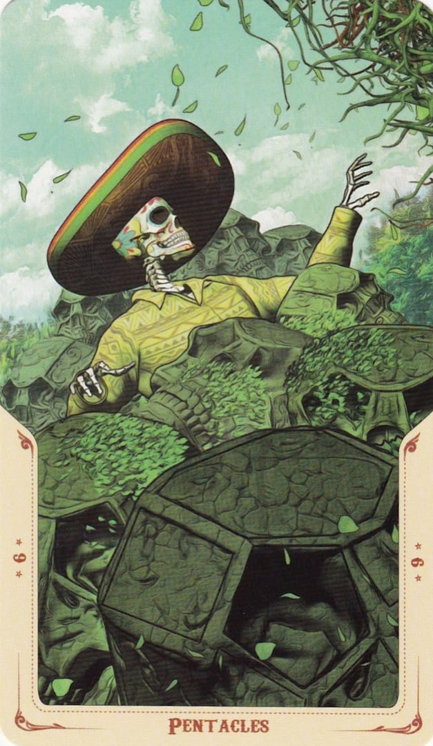 Девятка пентаклей — Таро Святой Смерти