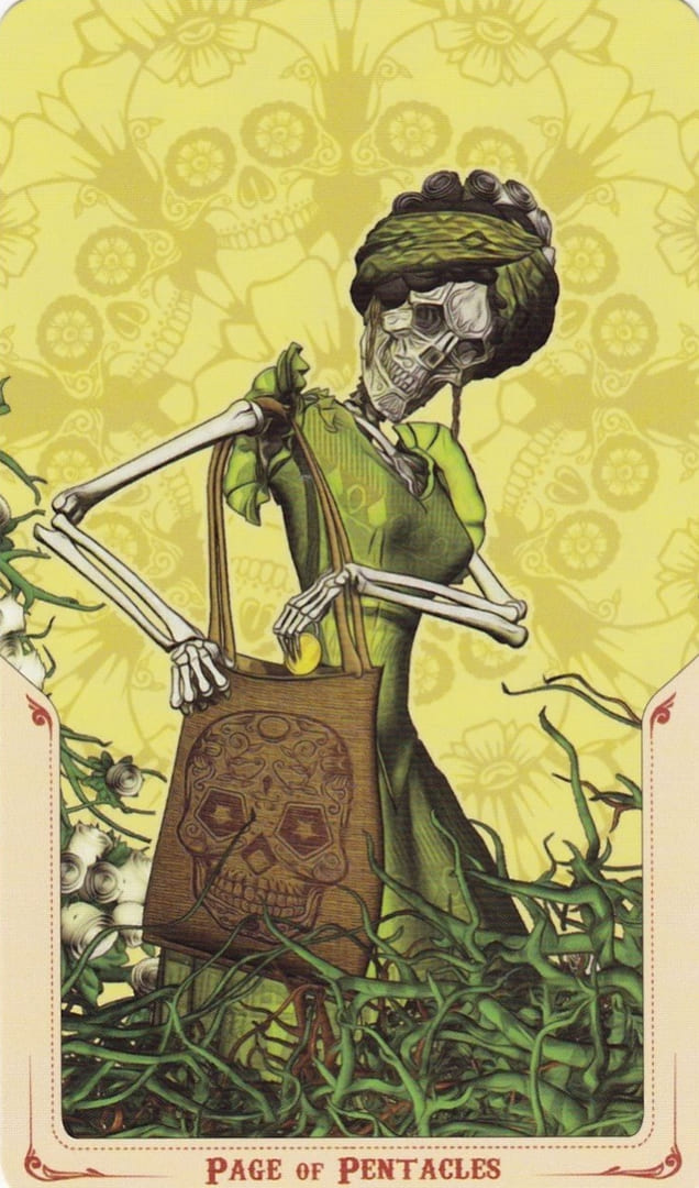 Паж пентаклей — Таро Святой Смерти (Santa Muerte)