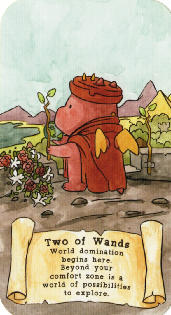 Двойка жезлов — Sassy Dragons Tarot