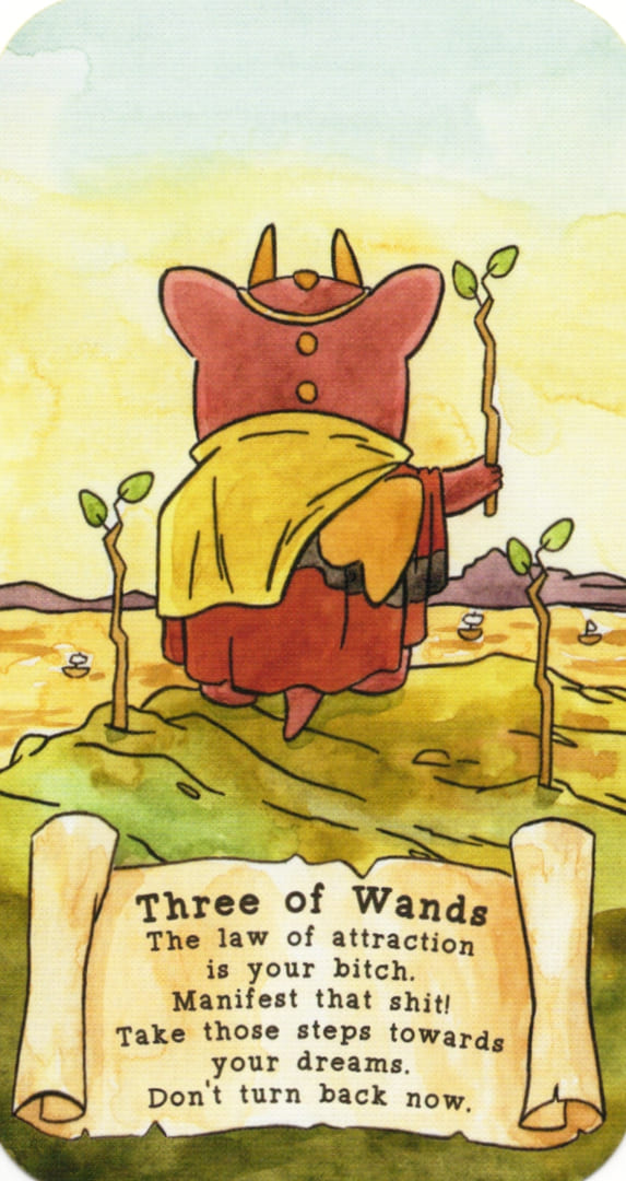 Тройка жезлов — Sassy Dragons Tarot
