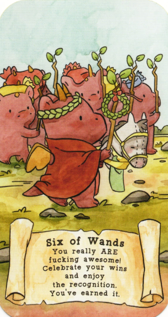 Шестёрка жезлов — Sassy Dragons Tarot