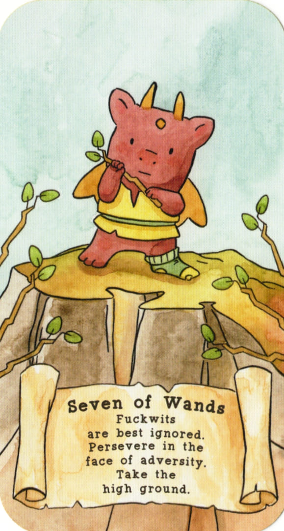 Семёрка жезлов — Sassy Dragons Tarot