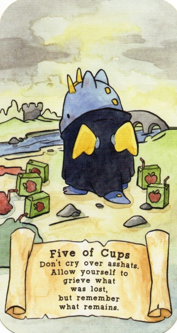 Пятёрка чаш — Sassy Dragons Tarot