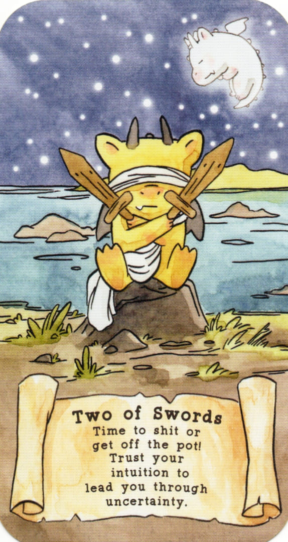 Двойка мечей — Sassy Dragons Tarot