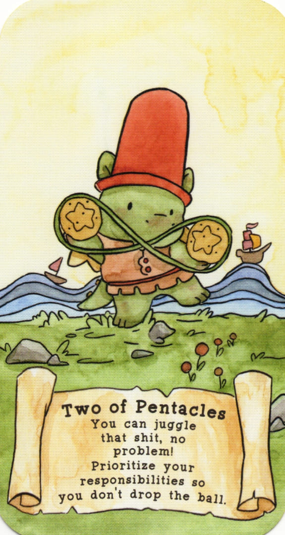 Двойка пентаклей — Sassy Dragons Tarot