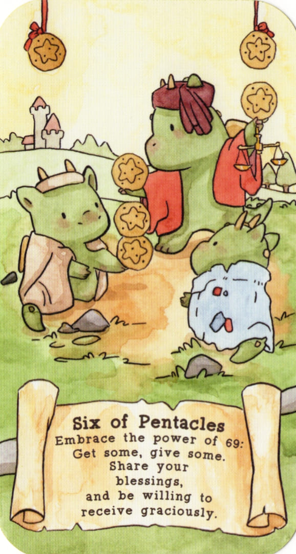 Шестёрка пентаклей — Sassy Dragons Tarot