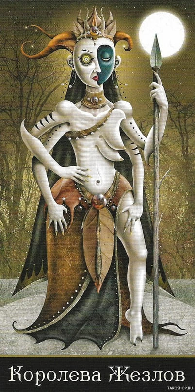 Королева жезлов — Таро Безумной Луны (Deviant Moon)