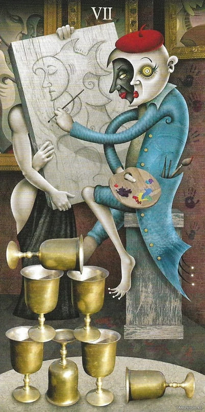 Семёрка чаш — Таро Безумной Луны (Deviant Moon)