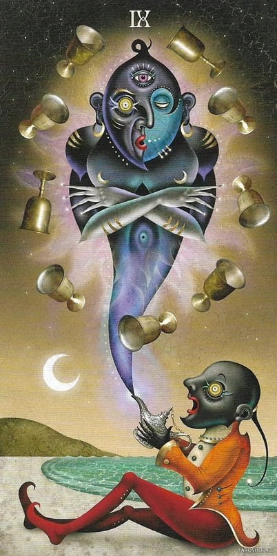 Девятка чаш — Таро Безумной Луны (Deviant Moon)