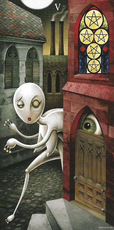 Пятёрка пентаклей — Таро Безумной Луны