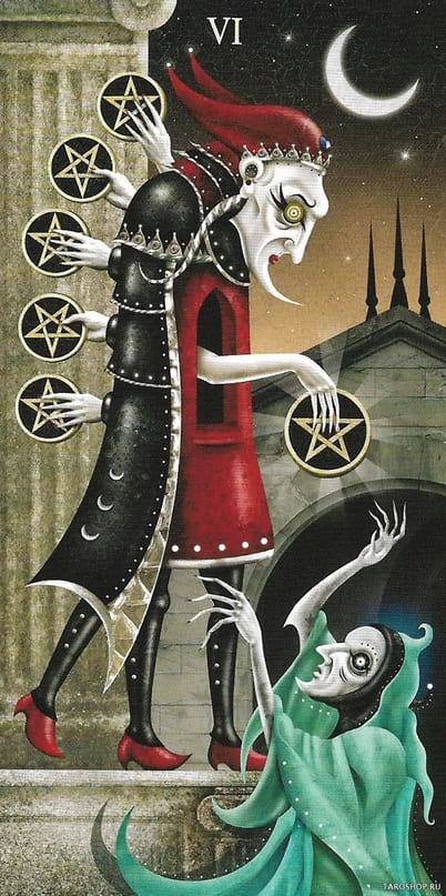 Шестёрка пентаклей — Таро Безумной Луны