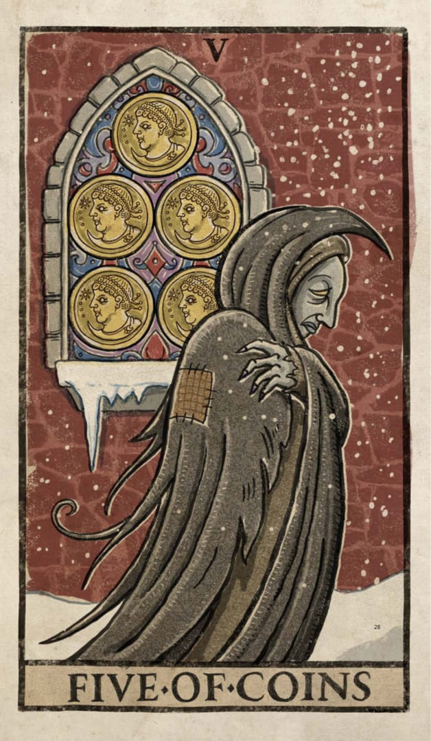 Пятёрка пентаклей — Таро Триумфы Луны