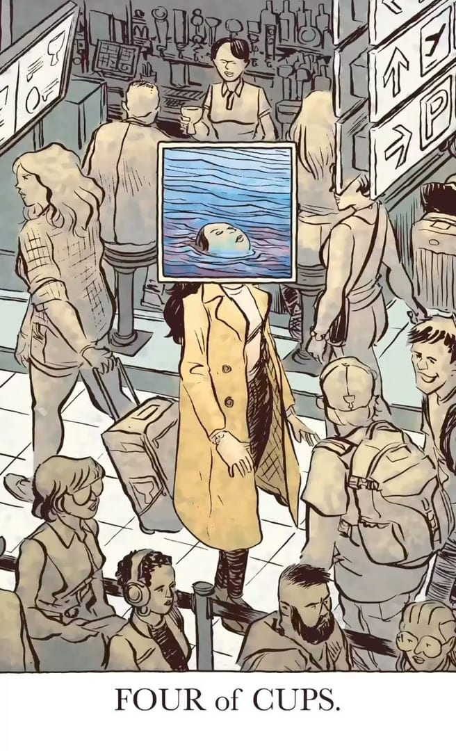 Четверка чаш — Раскрытое Таро