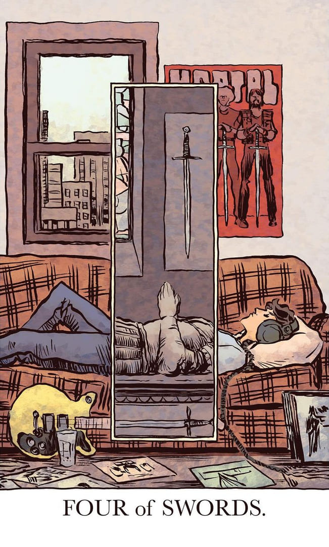 Четверка мечей — Раскрытое Таро
