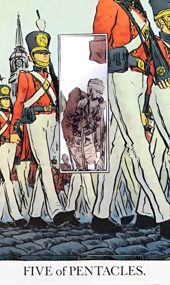 Пятёрка пентаклей — Раскрытое Таро