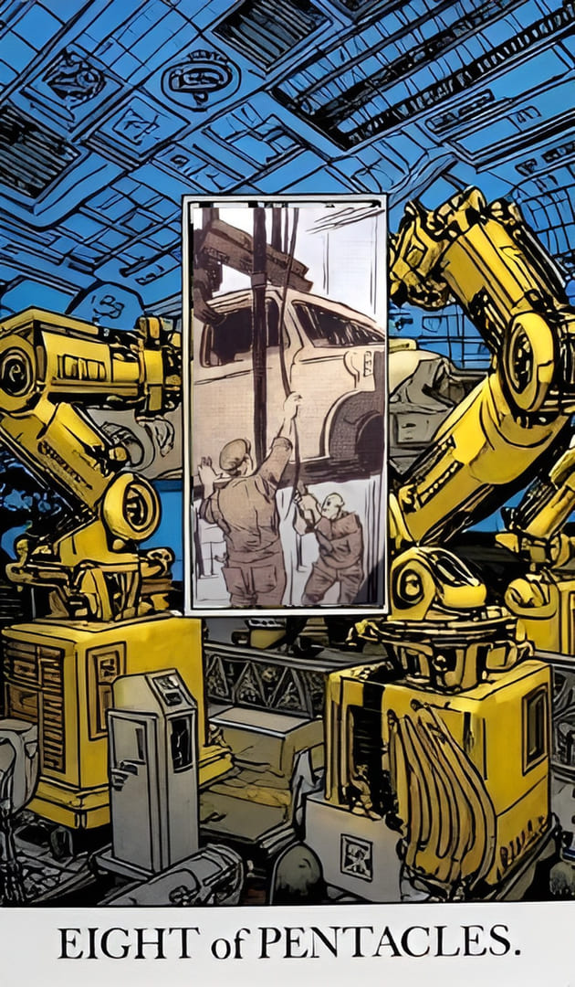 Восьмёрка пентаклей — Раскрытое Таро