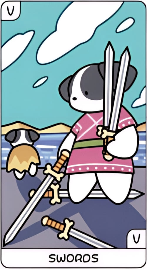 Пятёрка мечей — YOLO Tarot