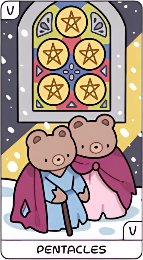 Пятёрка пентаклей — YOLO Tarot