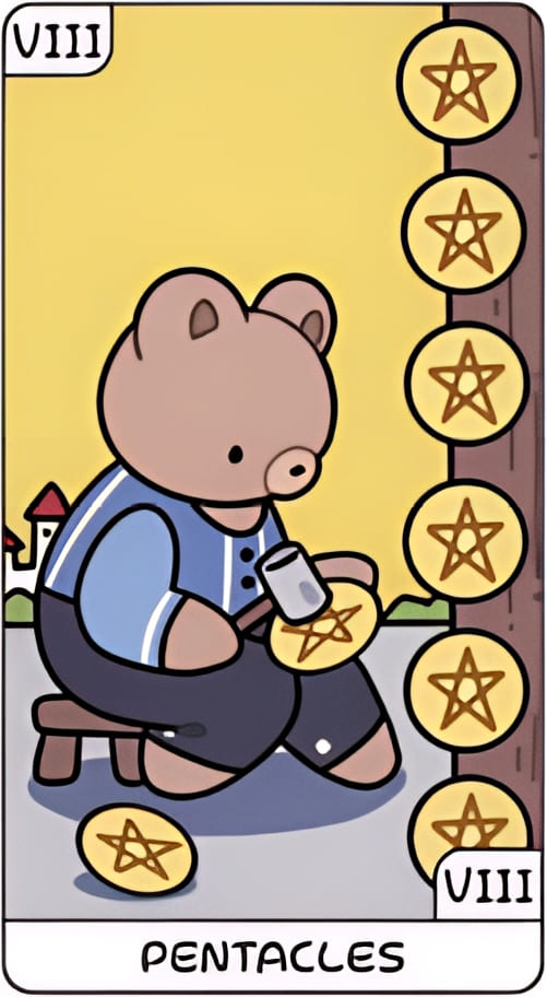 Восьмёрка пентаклей — YOLO Tarot