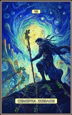 Семёрка жезлов — Swirls of Light Tarot