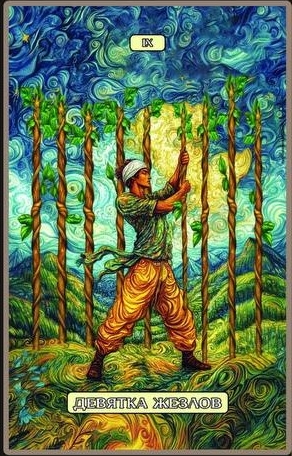 Девятка жезлов — Swirls of Light Tarot
