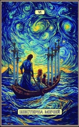 Шестёрка мечей — Swirls of Light Tarot