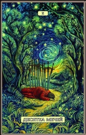 Десятка мечей — Swirls of Light Tarot