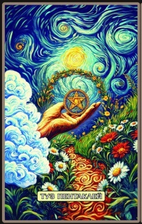 Туз пентаклей — Swirls of Light Tarot