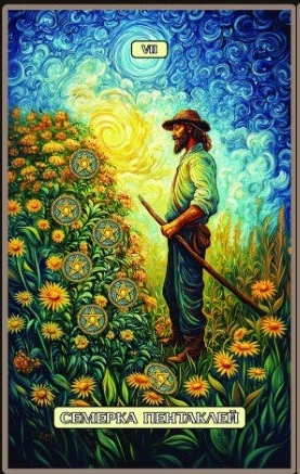 Семёрка пентаклей — Swirls of Light Tarot